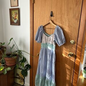 Greylin Smocked Striped Midi Dress